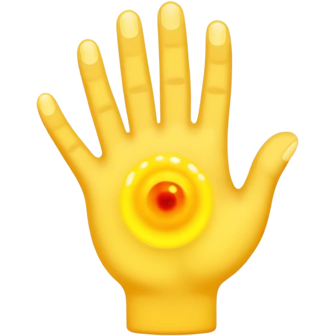 A hand with a thermal camera effect, yellow color emoji