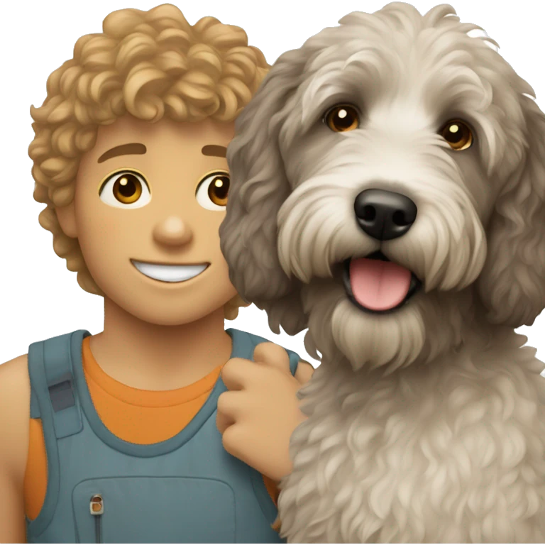 Boy and labradoodle emoji