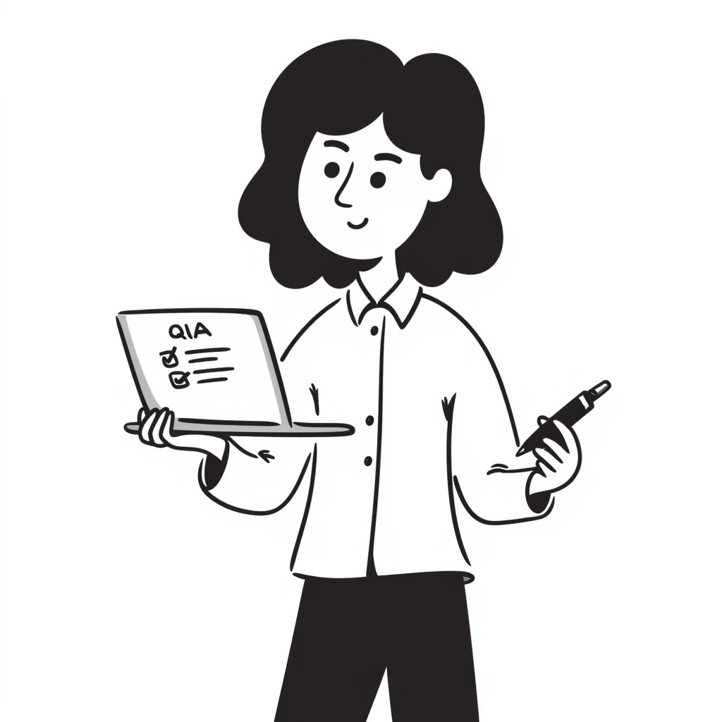 QA engineer with checklist and laptop confident pose emoji