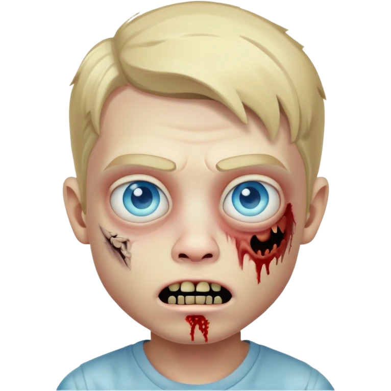 blond boy with defined face and blue eyes zombie style memoji emoji