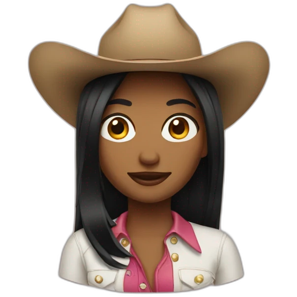 face cowgirl straight black hair emoji