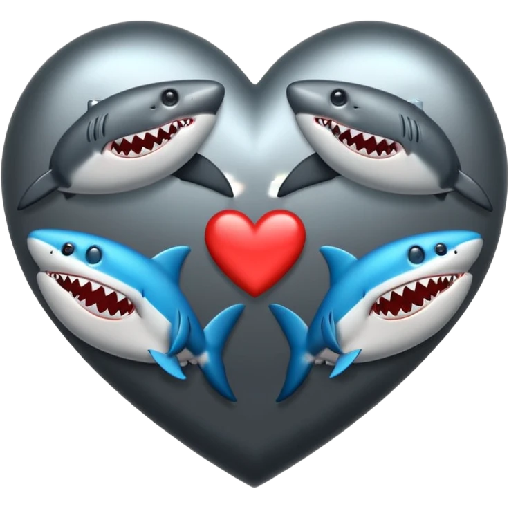 multiple shark emojis in the shape of a heart emoji