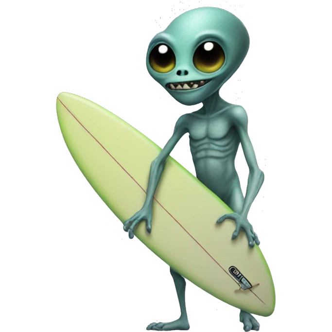 Alien with a surfboard emoji