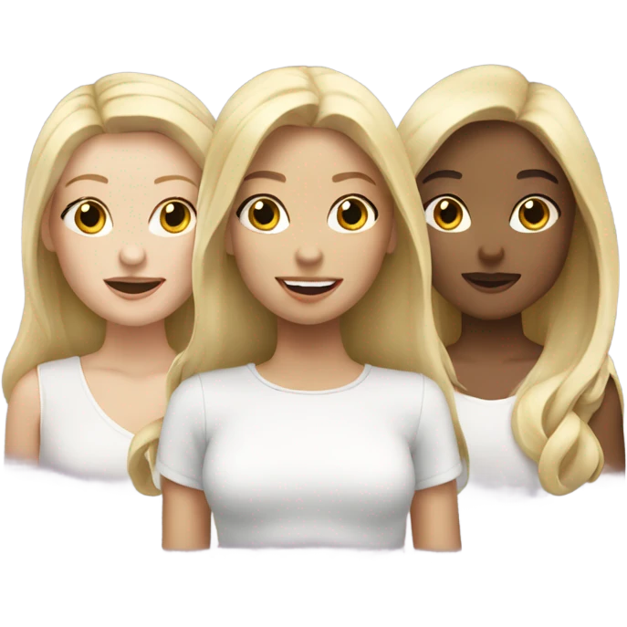 three blonde girls with small white bag  emoji