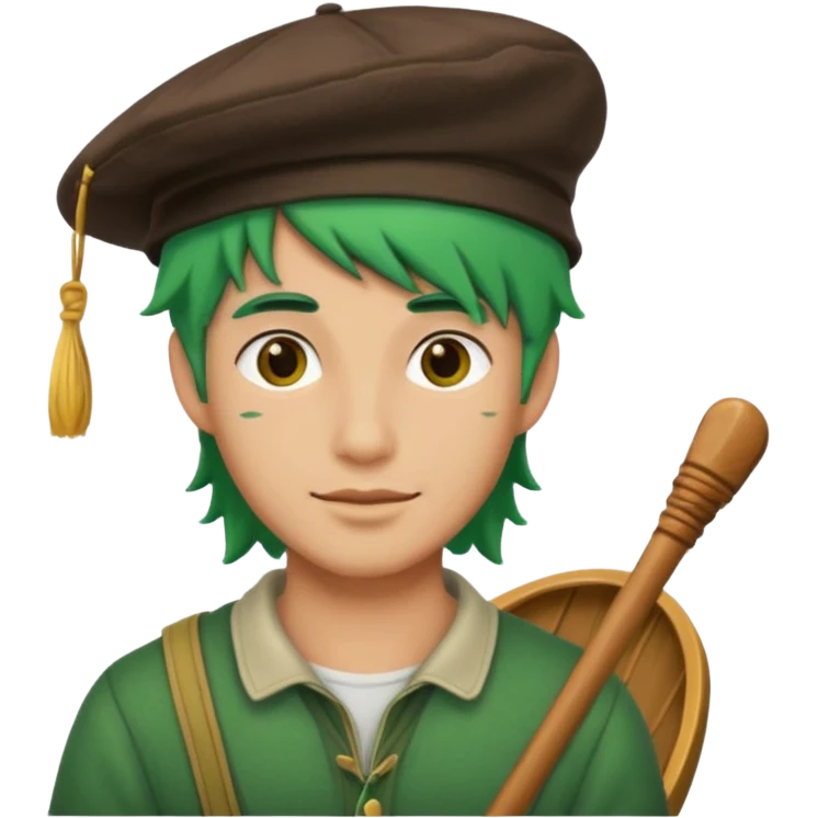 venice gondola guy green hair with hat emoji