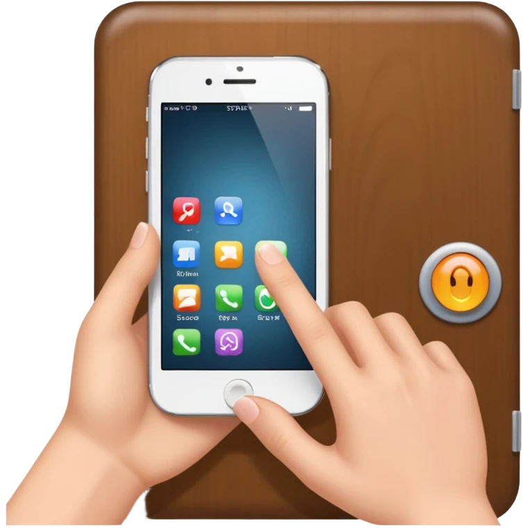 Movimiento de mano como si tocará la puerta y la puerta es la pantalla del celular emoji