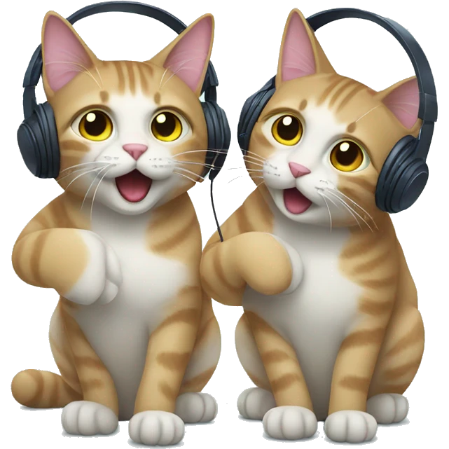 two cats listening to music emoji