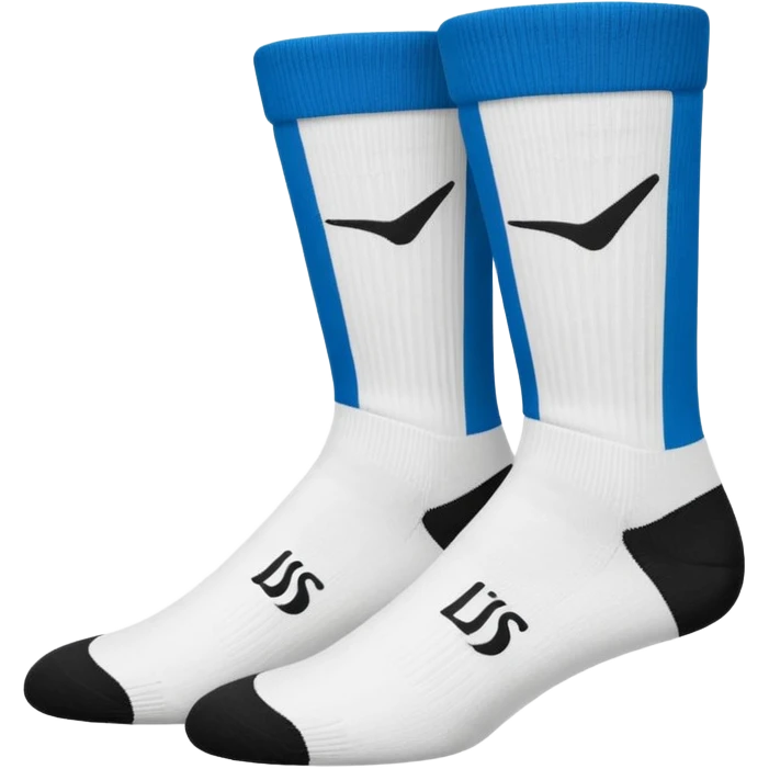 pair of white crew socks with black swoosh logo emoji