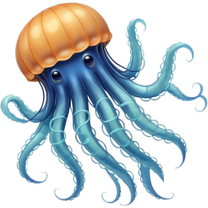 dangerous jellyfish with long stinging tentacles approaching a swimmer in the ocean emoji