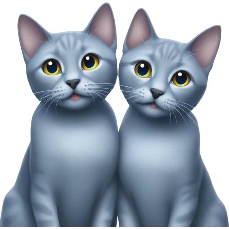 Two Russian Blue cats in snowflake  emoji