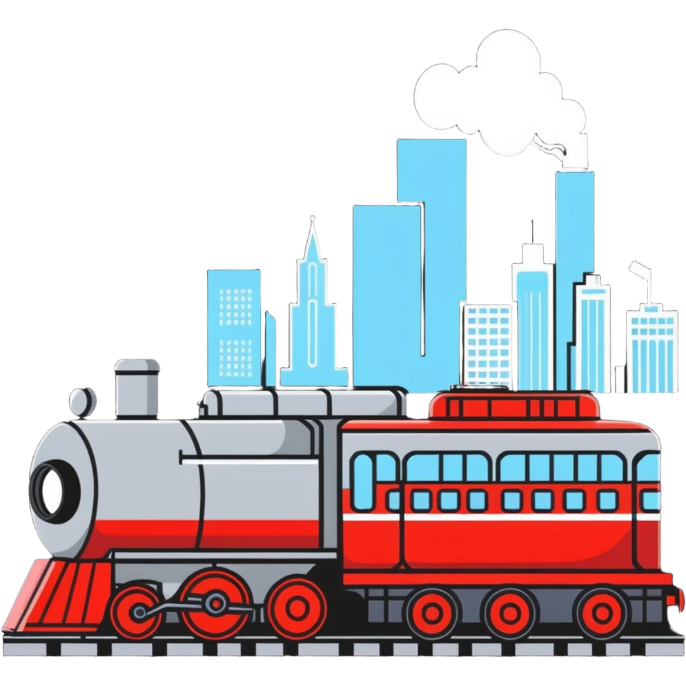 A cartoon locomotive train drinking vodka, with Moscow skyline in background emoji