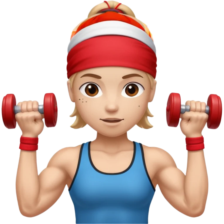 athlete with red headband, hold a mini dumbbell emoji