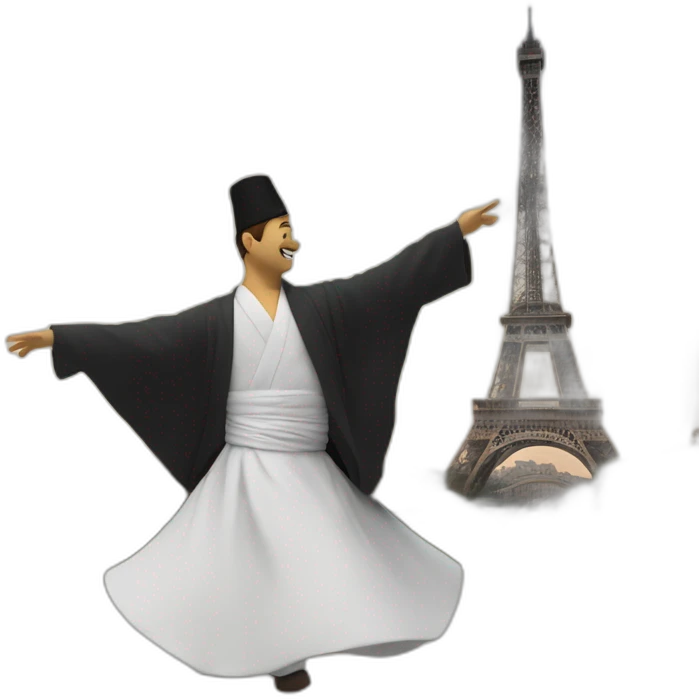 whirling dervish under eiffel tower  emoji