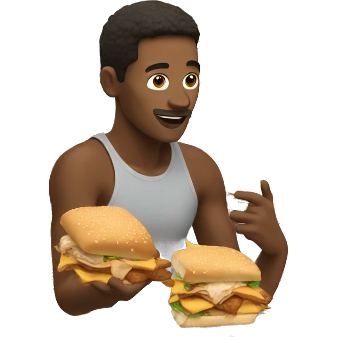 guy eating chicken sandwiches  emoji