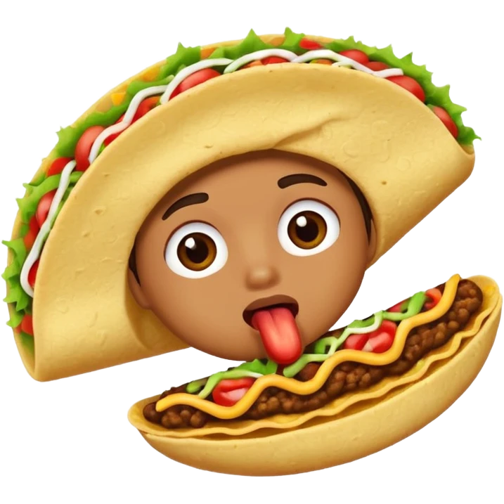 Licking a taco emoji