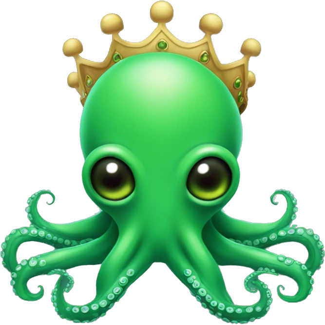 green Alien Octopus with crown emoji