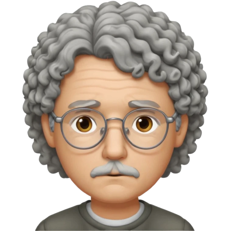 Sad male Writer with curly gray hair and glasses emoji
