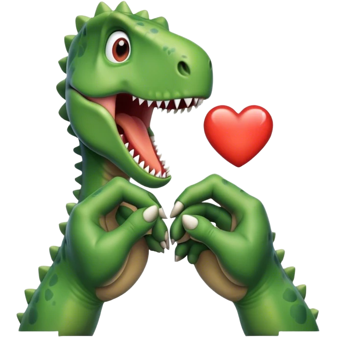heart-shaped hands of a dinosaur emoji