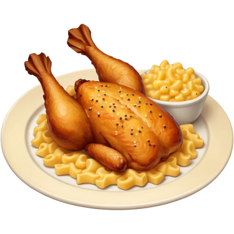 baked chicken with mac and cheese on the side emoji