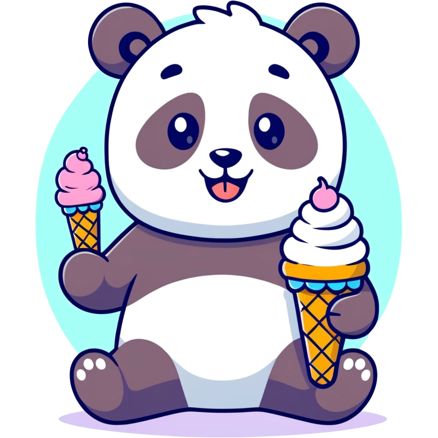 Panda eating ice cream emoji