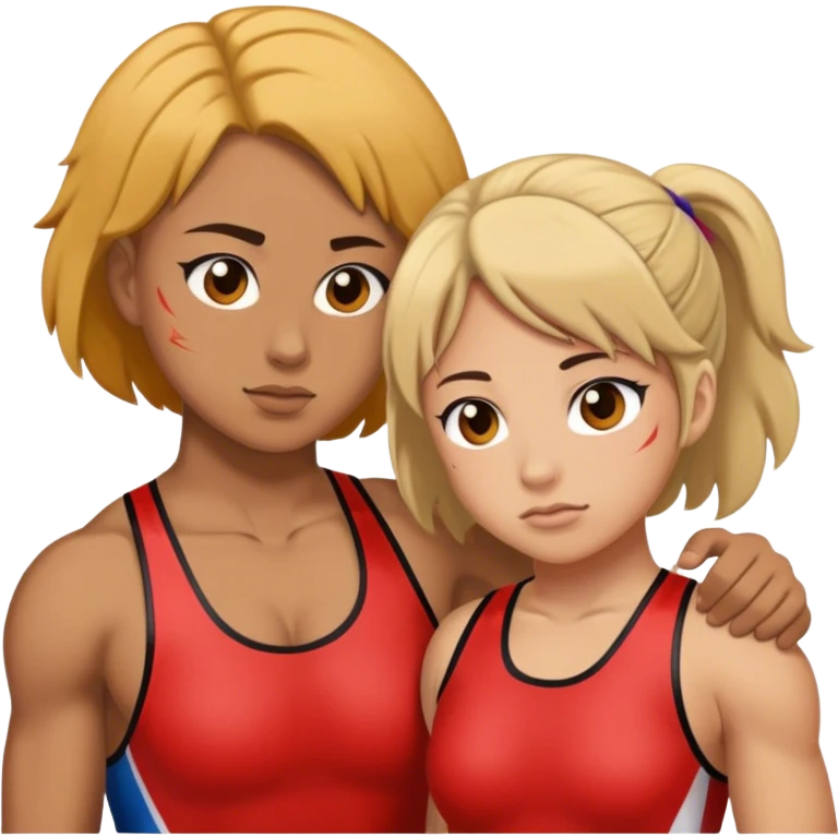 Girl wrestler with coach emoji