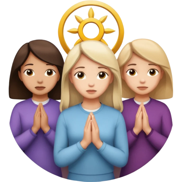 Three girls praying in a circle for good news  emoji