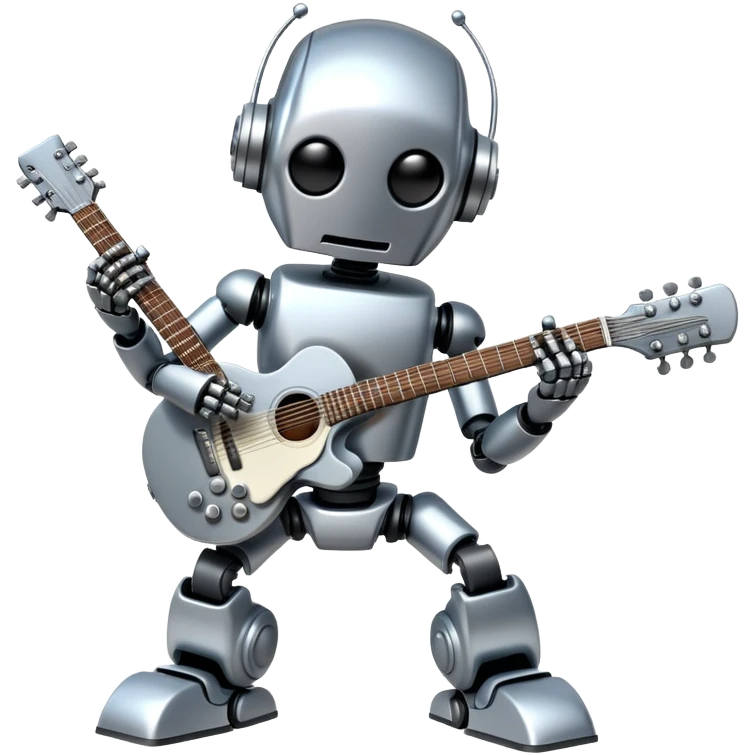 Robot playing guitar emoji