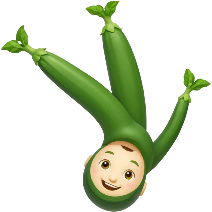 zucchini with a face doing an upside down cartwheel emoji