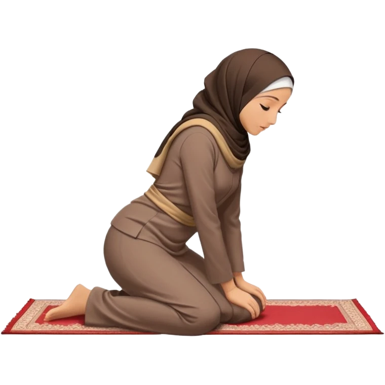 Woman Kneeling for Islamic prayer side view bent to the floor emoji