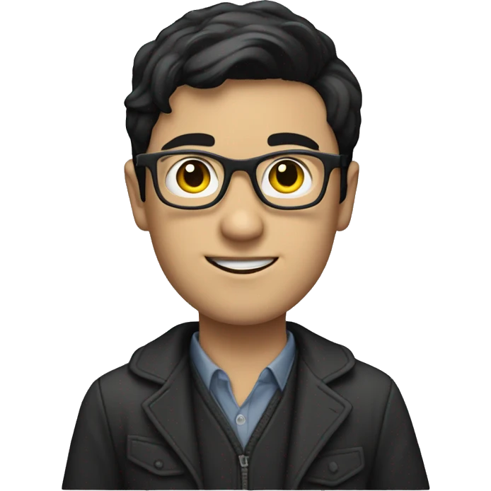 White boy with black hair with glasses dressed as a journalist  emoji