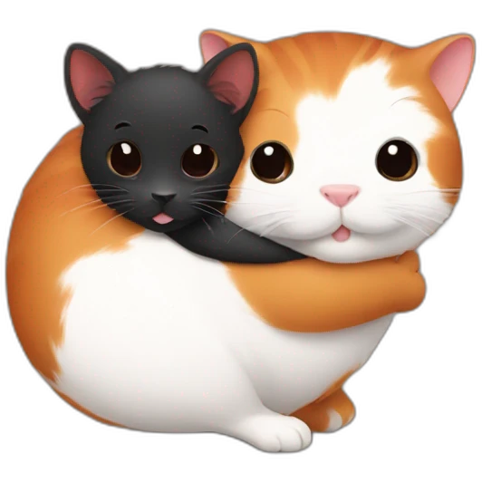 red cat hugs black guinea pig emoji