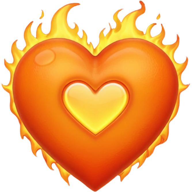 Corazón Naranja con un fuego  emoji