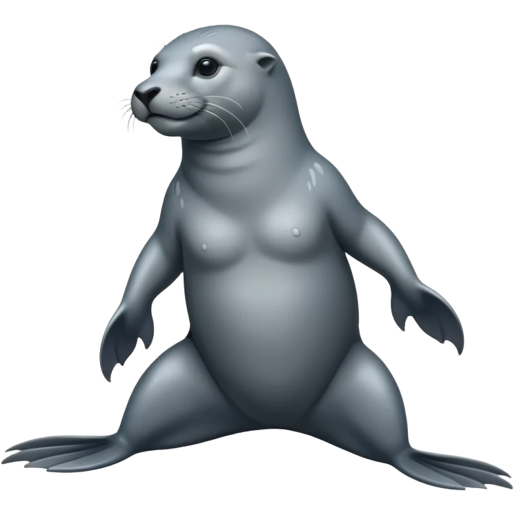 scary grey sea lion full body emoji