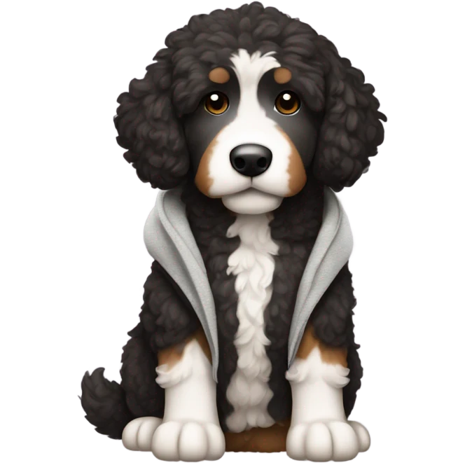 Bernedoodle wearing hoodie  emoji