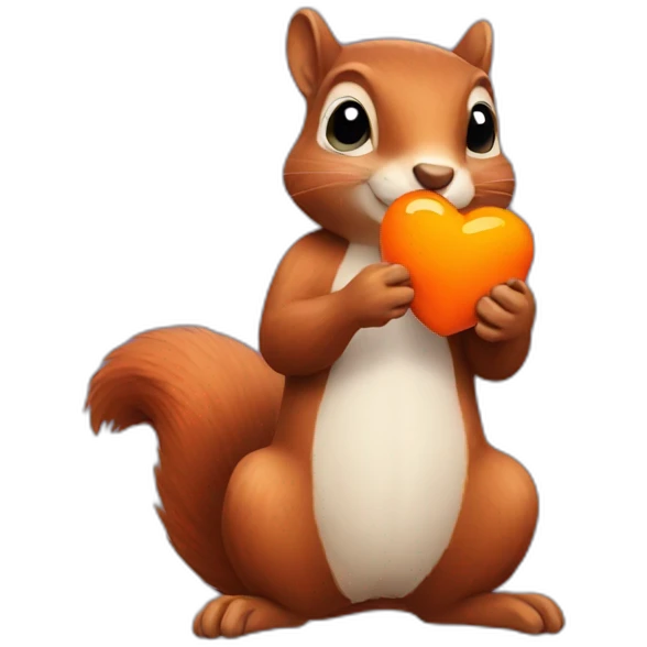 squirrel with orange heart in hands emoji