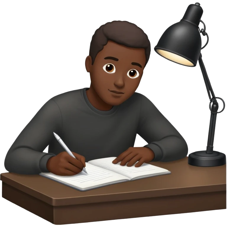 black man writing at a desk emoji