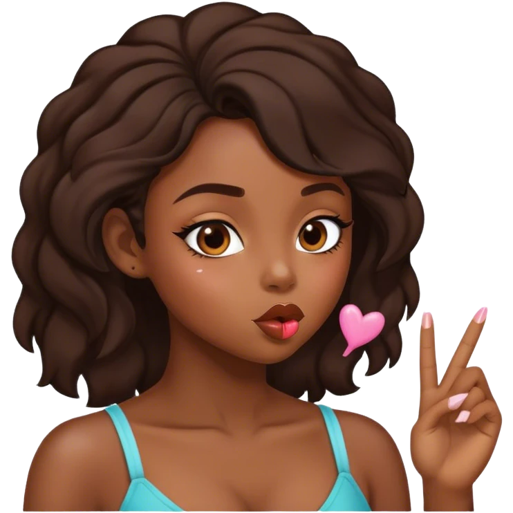 Black girl with edges blowing a kiss emoji