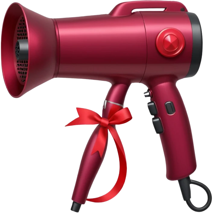 burgundy blow dryer with a ribbon emoji