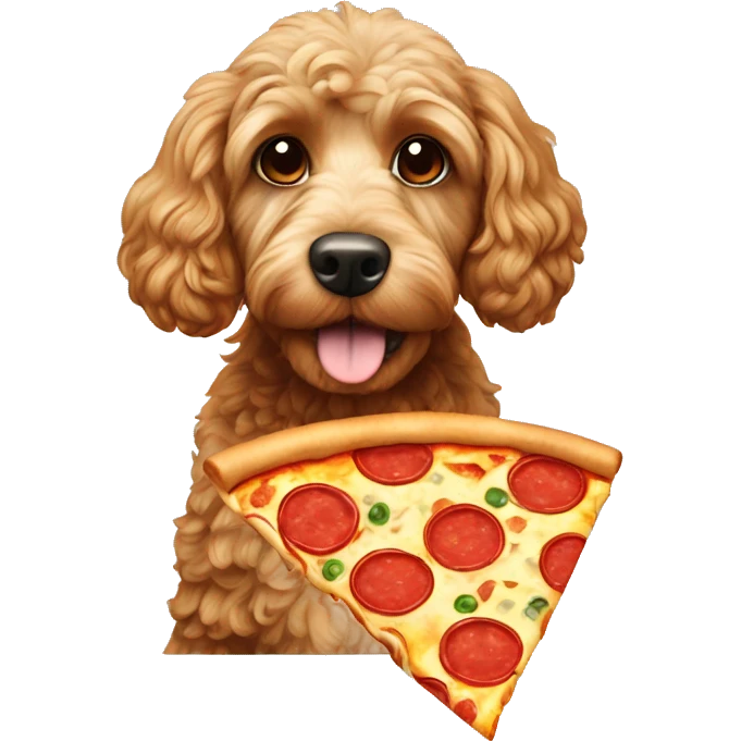 Cockapoo with pizza emoji