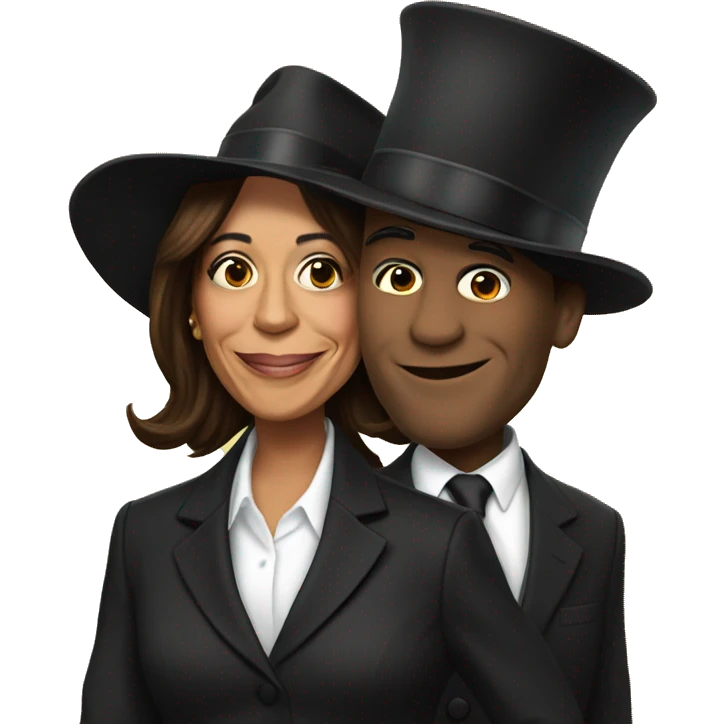 kamala harris with a tophat emoji