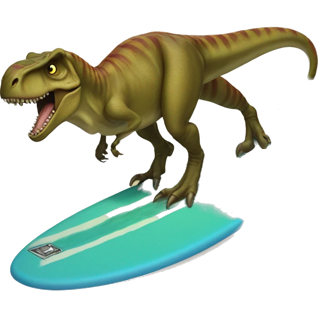 T. rex on surfboard   emoji