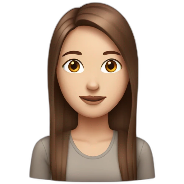 White girl with straight Brown hair emoji