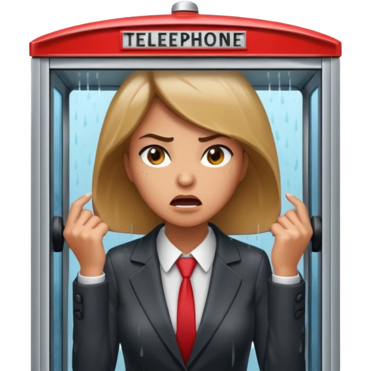 Telephone booth with angry woman inside emoji