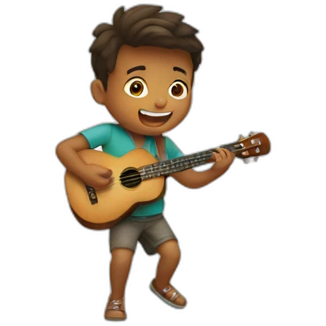 kid playing ukulele emoji