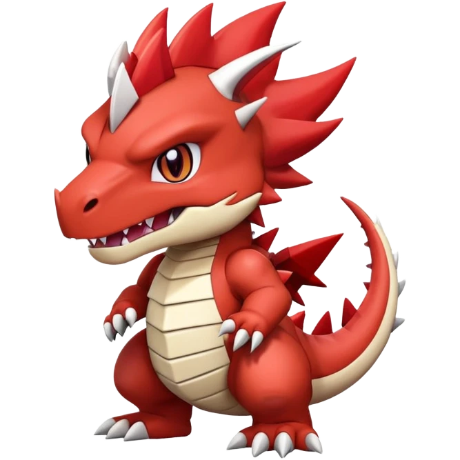 Cute Baby Chibi Digimon-Guilmon-Tyrantrum-Tyrunt-hybrid (full body) emoji