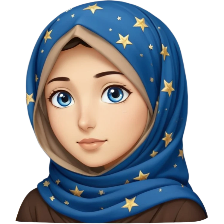 Turkish beautiful finish Konya girl blue eyes with starry night hijab and looking at the starry sky on night  emoji
