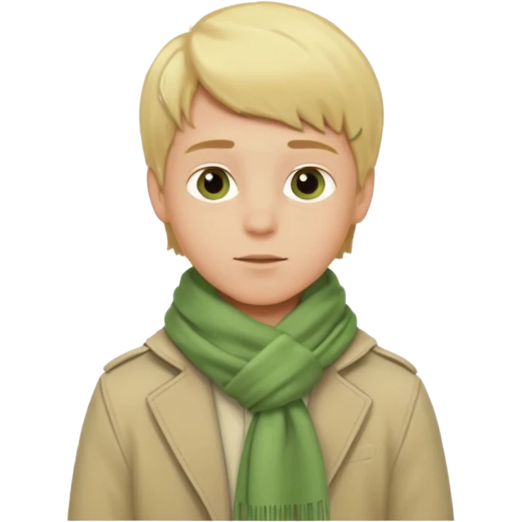 Blonde boy with light green scarf and biege jacket emoji
