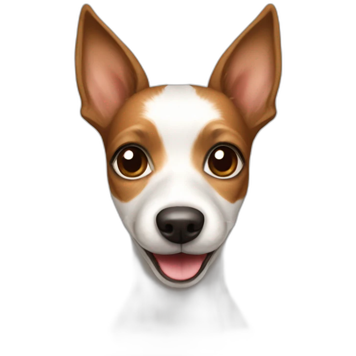 smiling female white and brown toy fox terrier with long fur emoji
