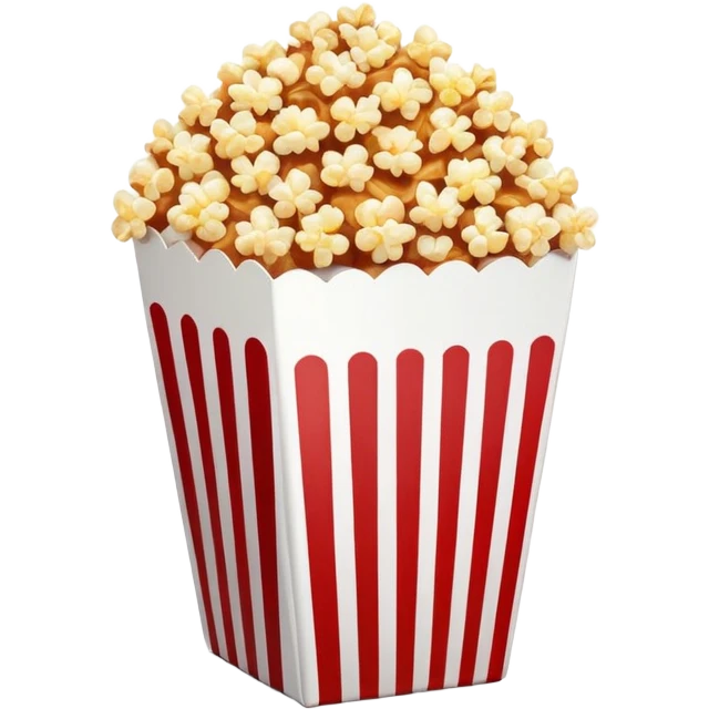 minimalist sweet popcorn emoji style, red and white popcorn box, caramel popcorn emoji