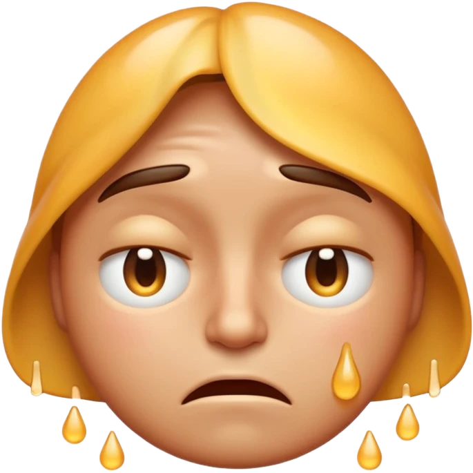 Apple-style emoji illustration of a person sweating, overheated face with sweat drops, half-closed exhausted eyes, annoyed or angry expression, soft 3D emoji style, smooth gradients, rounded shapes, centered composition. emoji